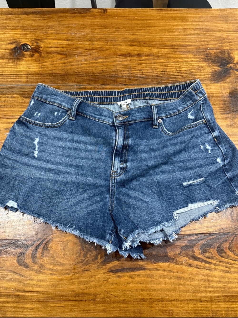 Aerie Distressed Denim Women’s Shorts - Dark Blue